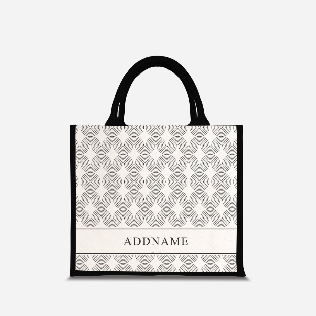 Moire Series Half Lining Jute Bag - Black