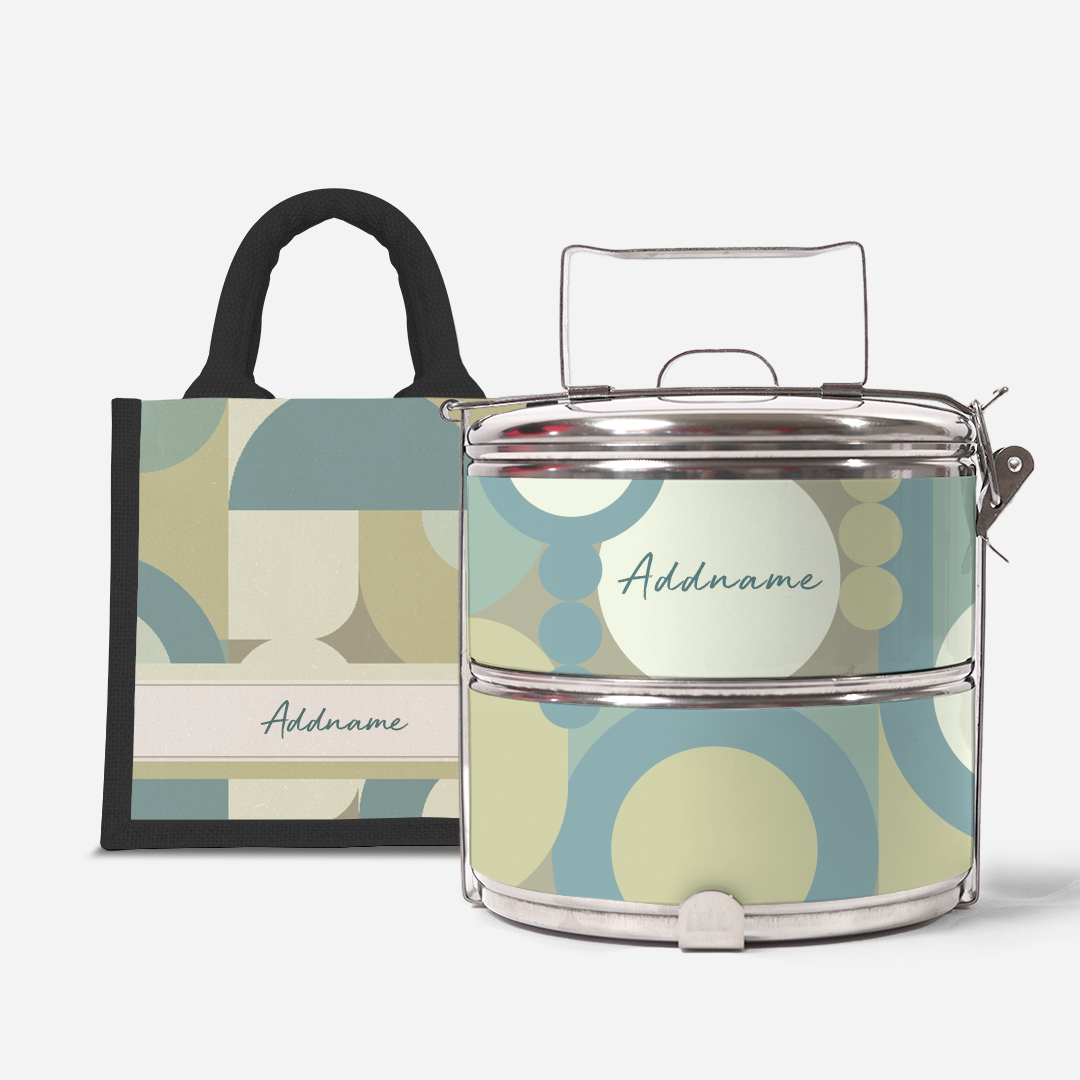 Ryn Series - Pandan - Lunch Tote Bag with Two-Tier Tiffin Carrier