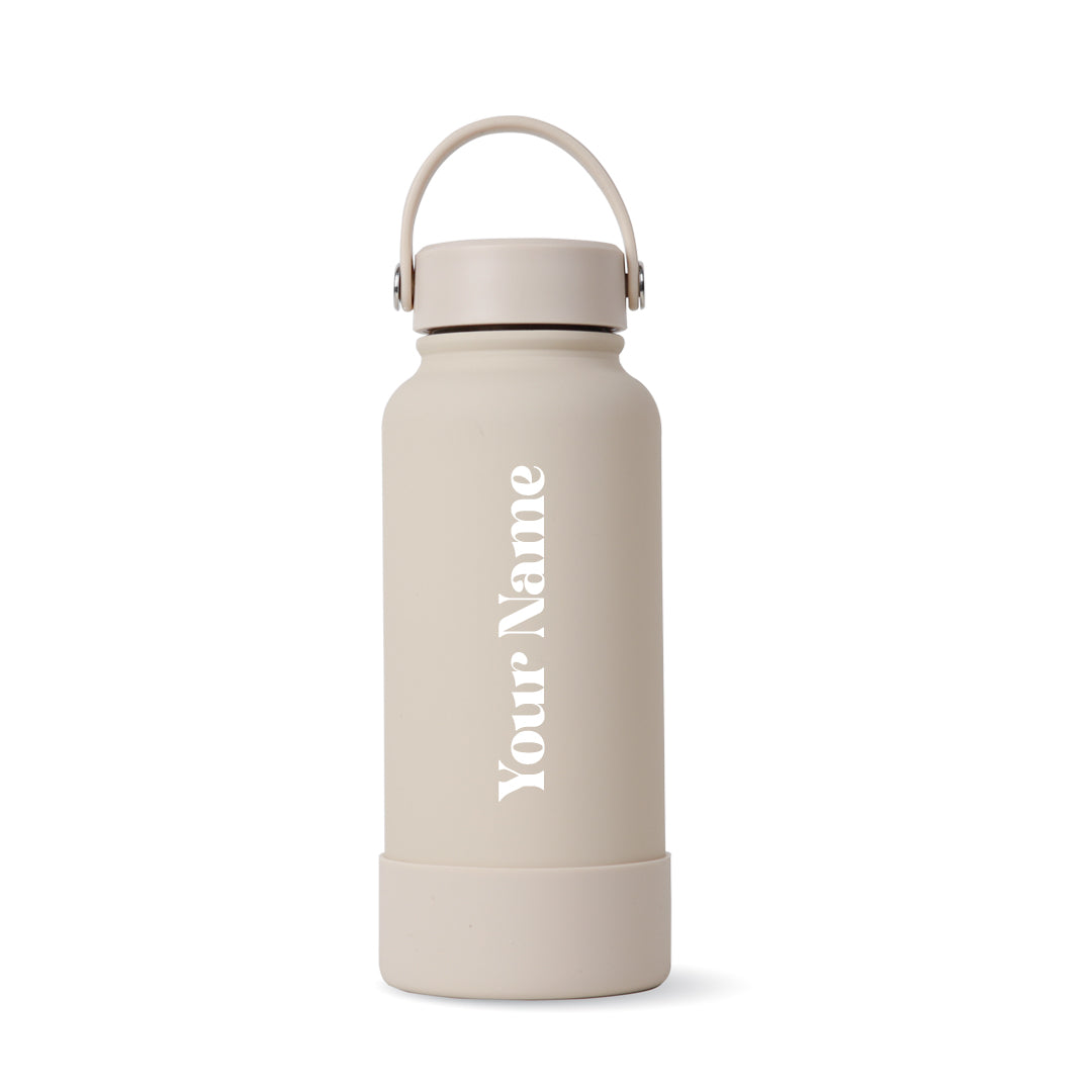 Beige Omi Thermos Bottle - Vertical Font