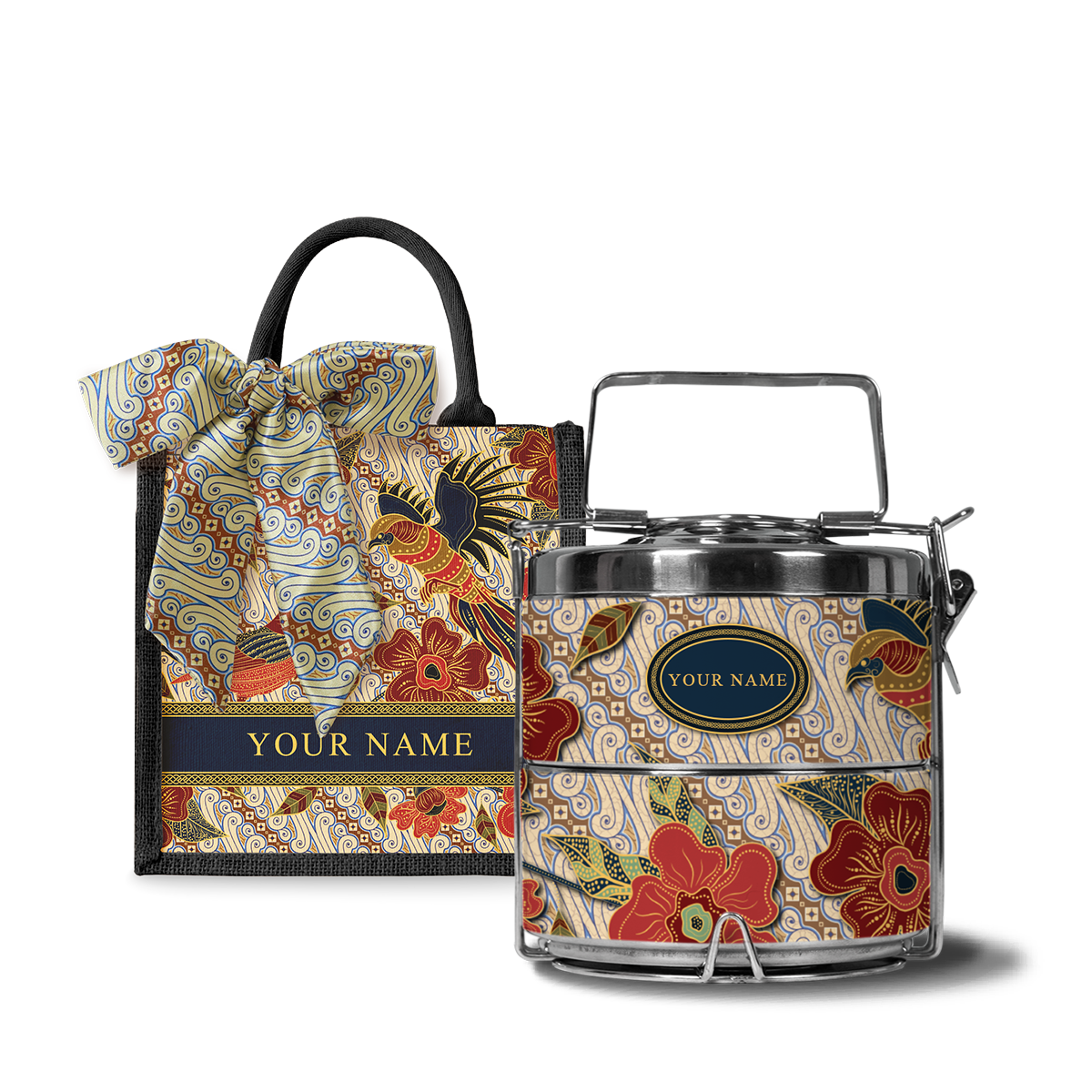 Gusti Dewi Series – Lunch Tote Bag with Two-Tier Tiffin Carrier