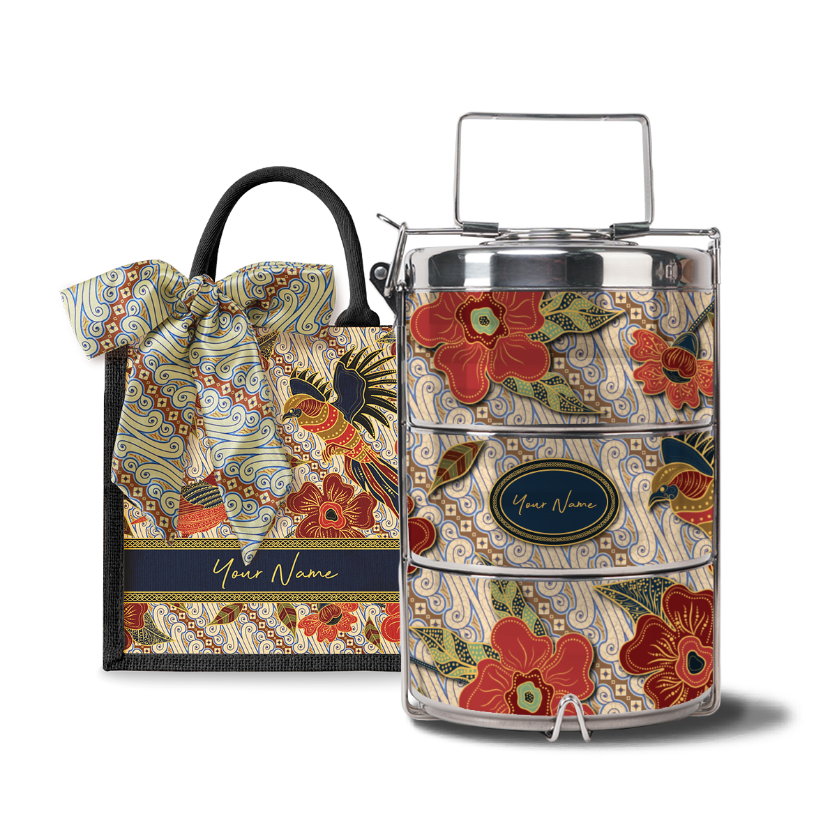 Gusti Dewi Series – Lunch Tote Bag with Three-Tier Tiffin Carrier