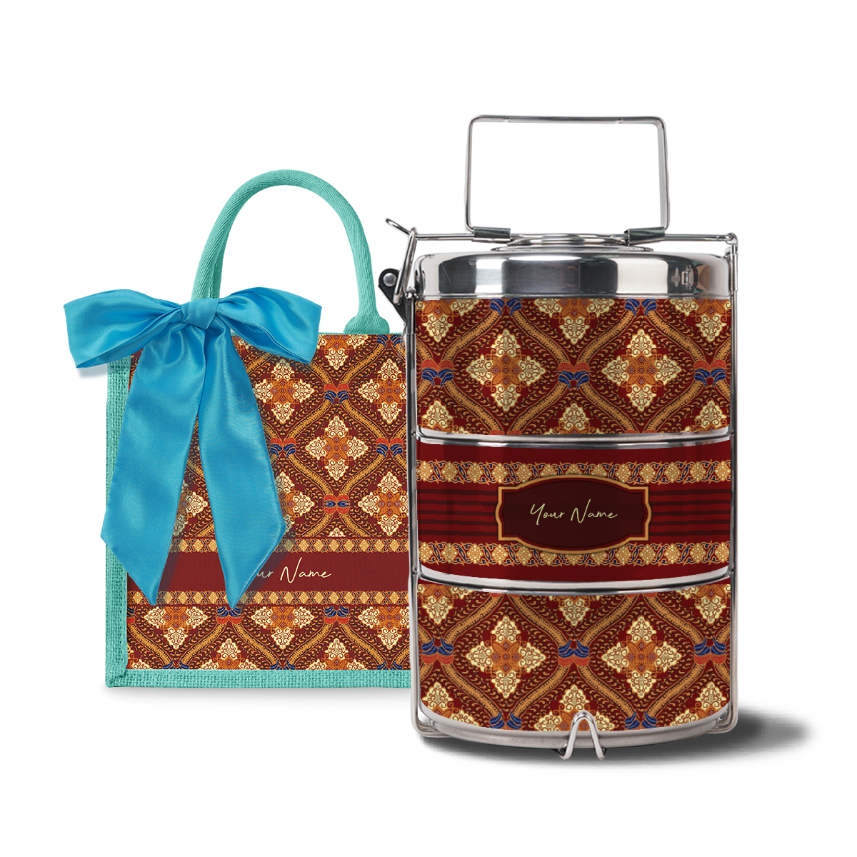 Kencono Series – Lunch Tote Bag with Three-Tier Tiffin Carrier