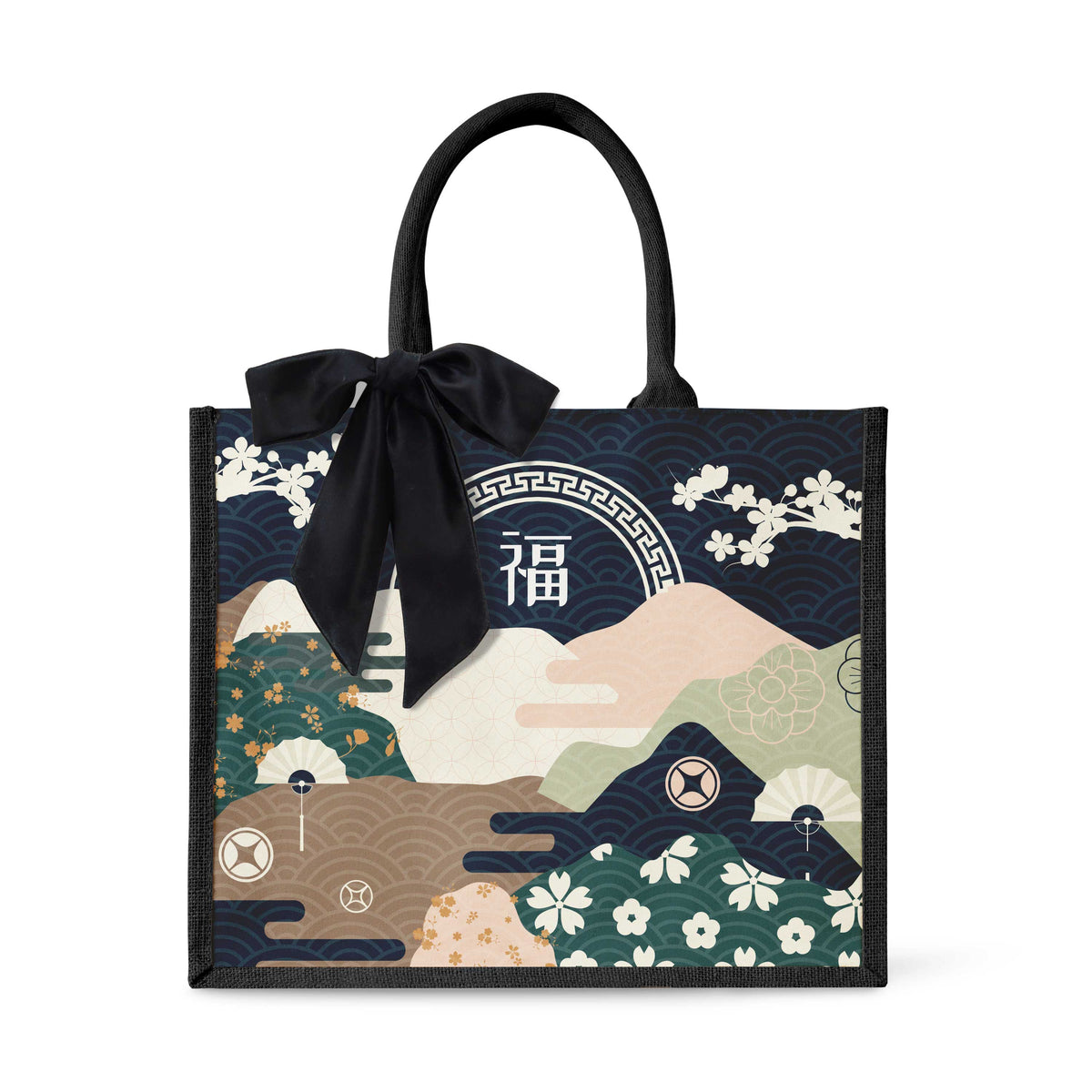 Fortune Garden (Navy Design) Tote Bag