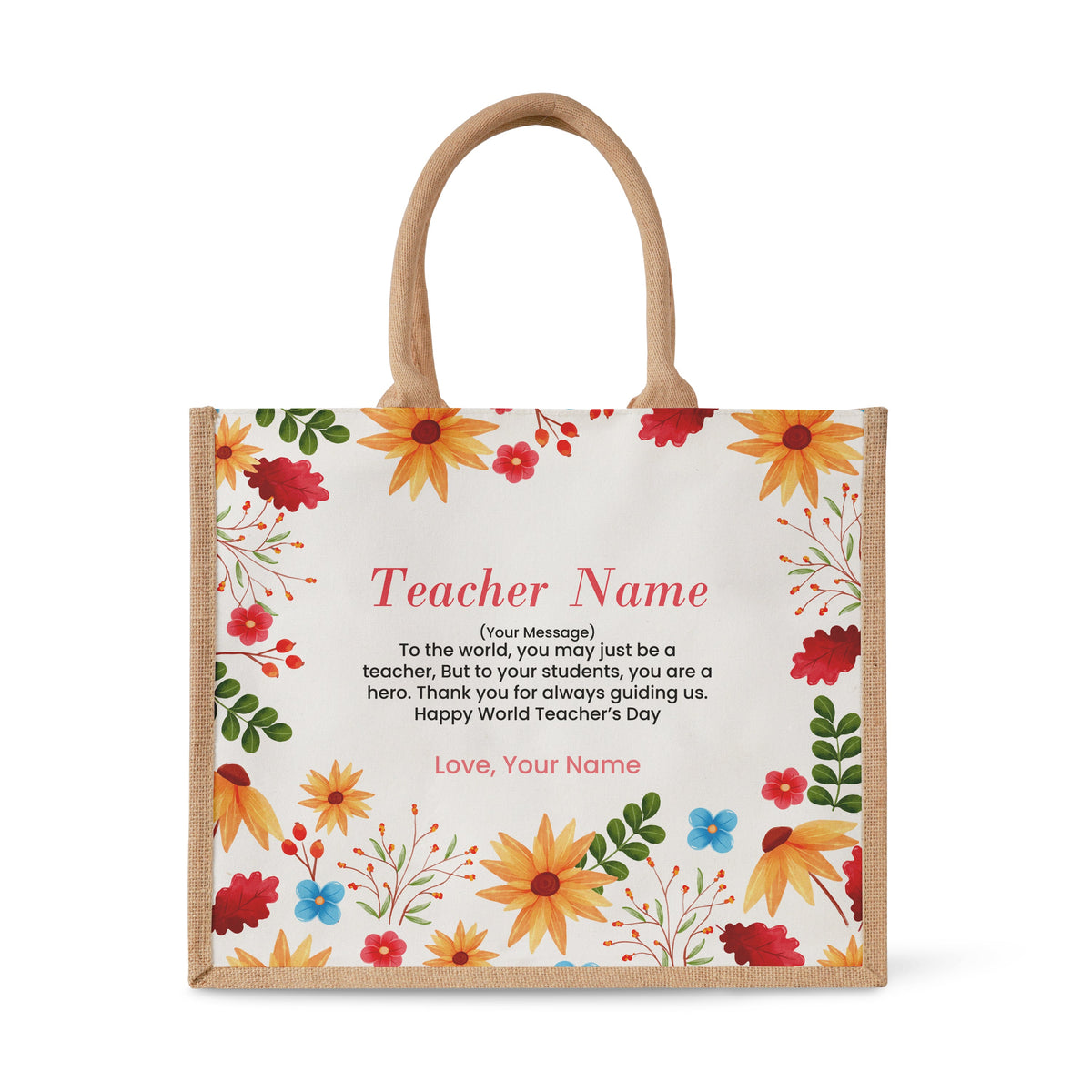 Blooming Flower - Jute Tote Bag