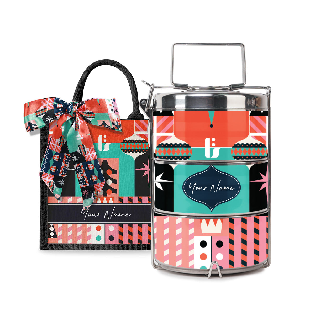 Frost Series - Lunch Tote Bag with Three-Tier Tiffin Carrier