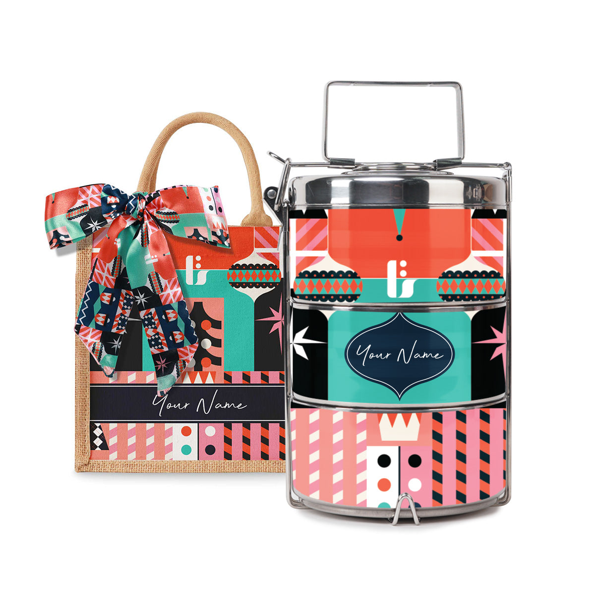 Frost Series - Lunch Tote Bag with Three-Tier Tiffin Carrier