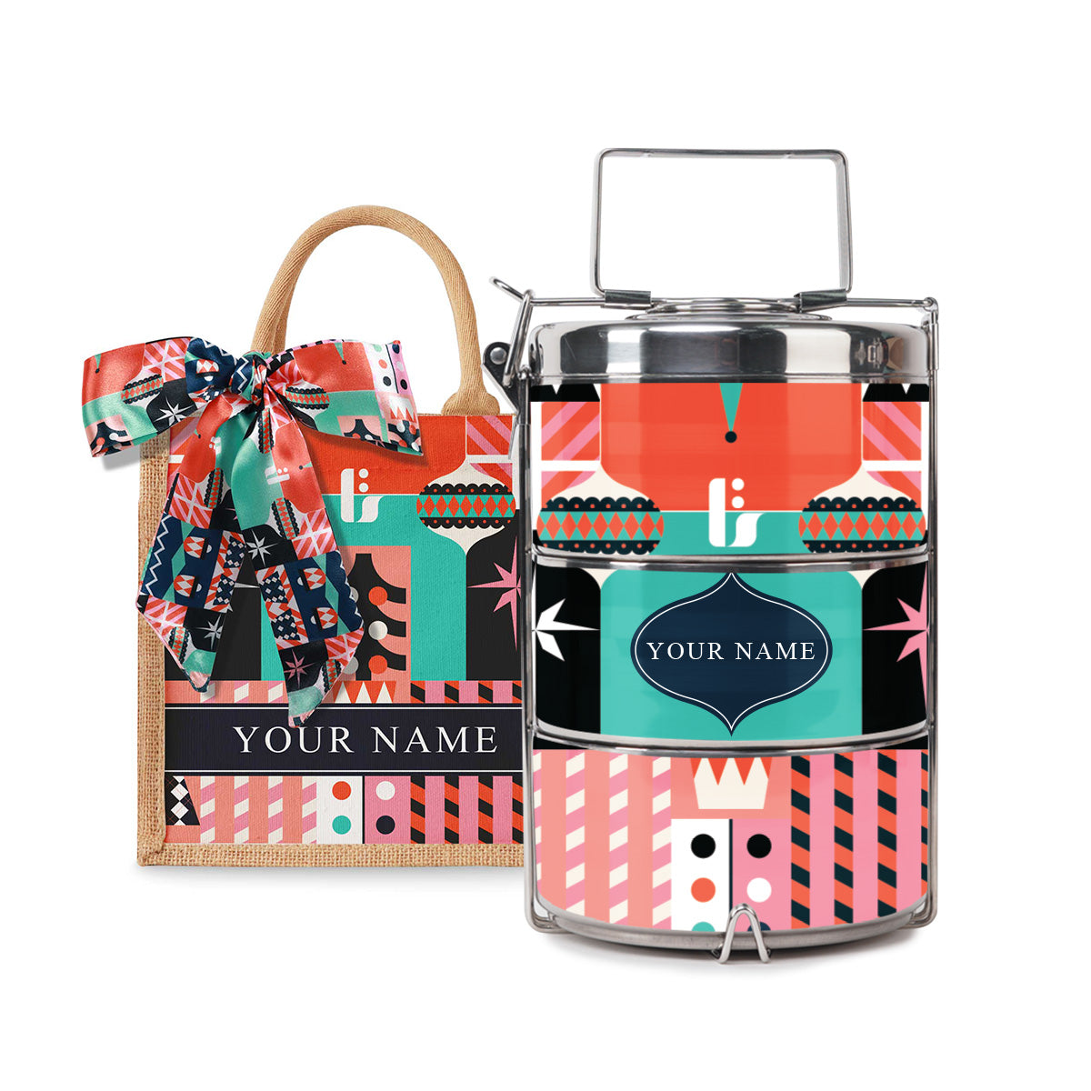 Frost Series - Lunch Tote Bag with Three-Tier Tiffin Carrier