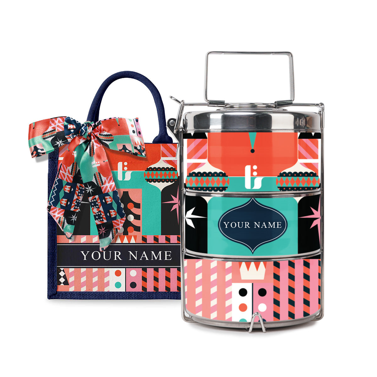 Frost Series - Lunch Tote Bag with Three-Tier Tiffin Carrier