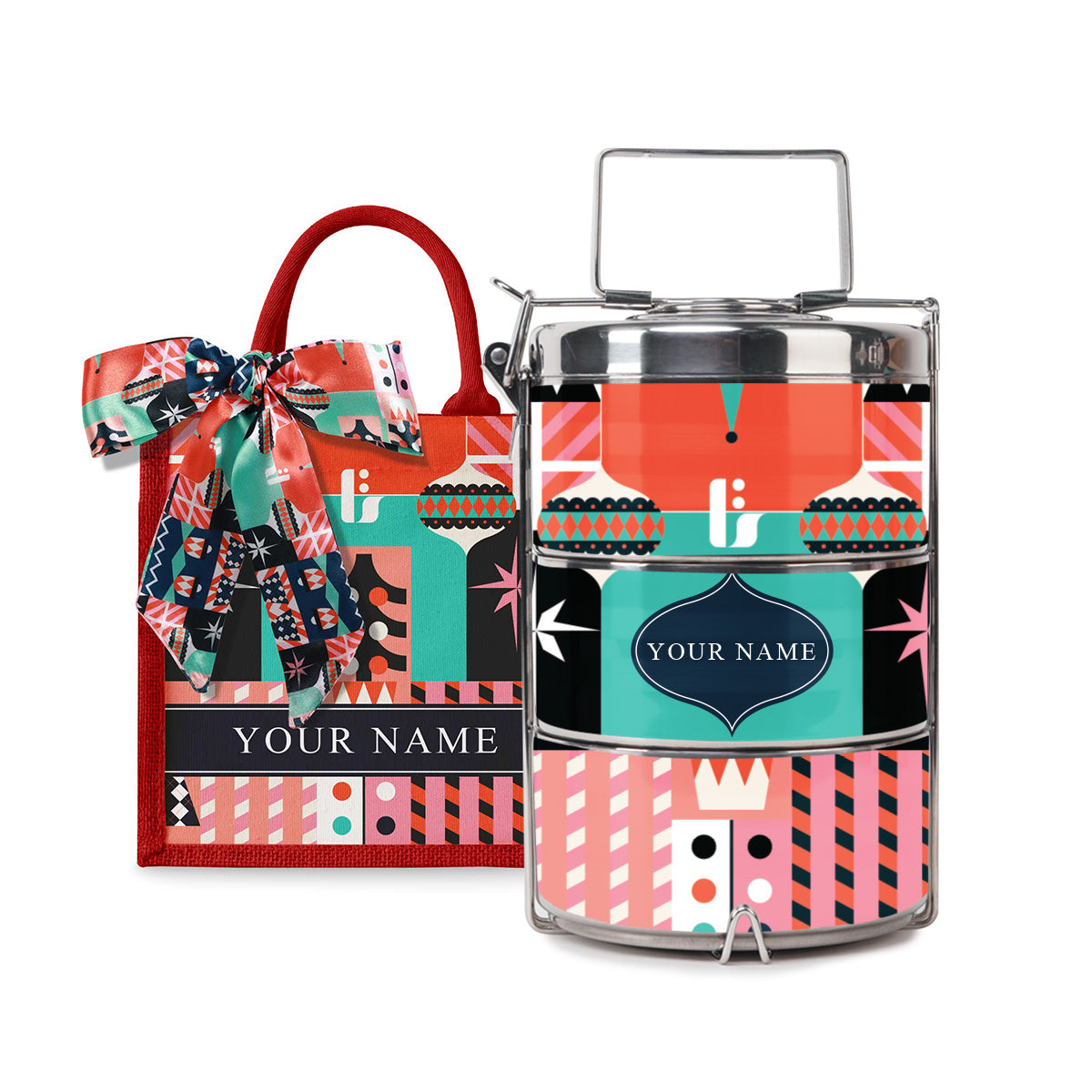 Frost Series - Lunch Tote Bag with Three-Tier Tiffin Carrier