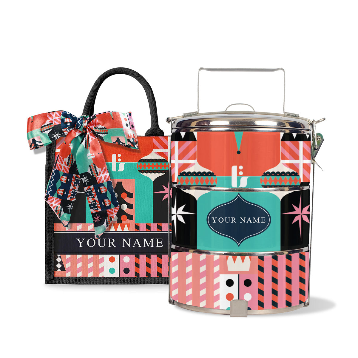 Frost Series - Lunch Tote Bag with Three-Tier Tiffin Carrier