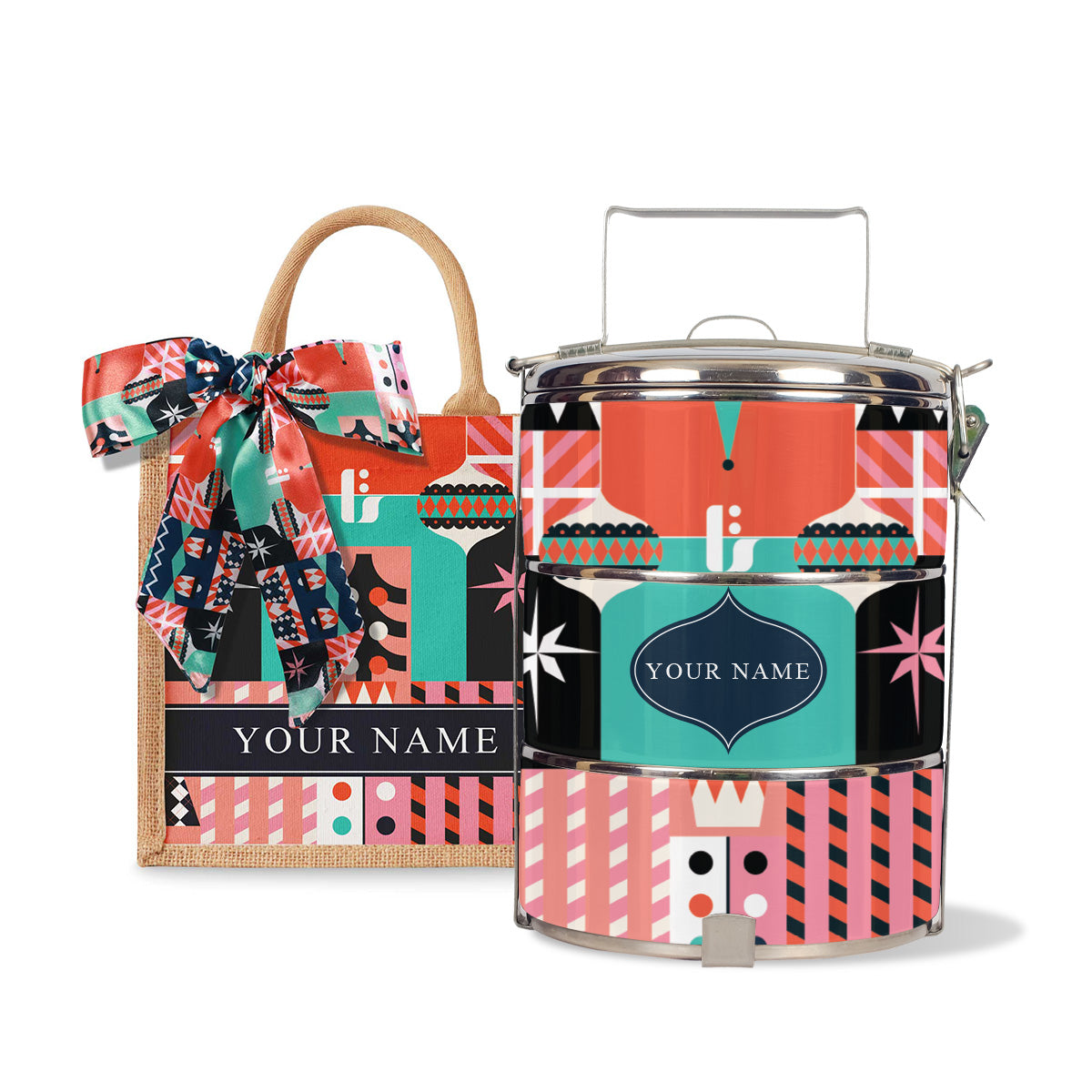 Frost Series - Lunch Tote Bag with Three-Tier Tiffin Carrier