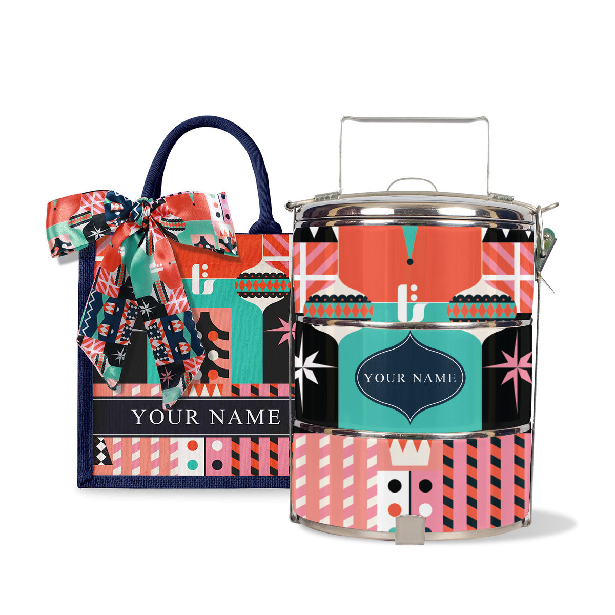 Frost Series - Lunch Tote Bag with Three-Tier Tiffin Carrier