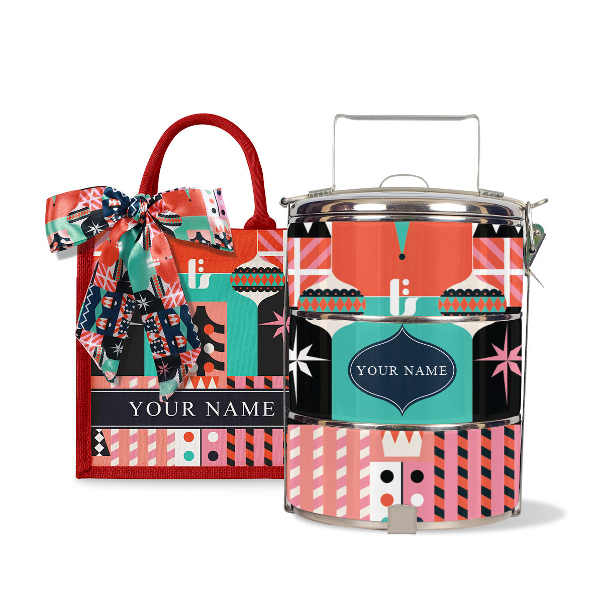 Frost Series - Lunch Tote Bag with Three-Tier Tiffin Carrier