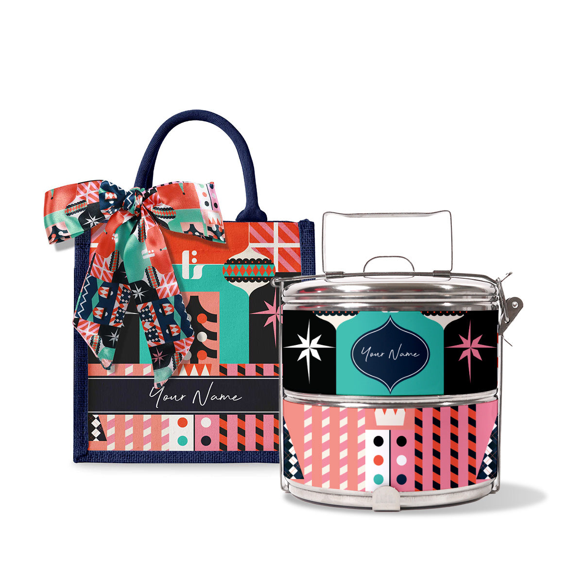 Frost Series - Lunch Tote Bag with Two-Tier Tiffin Carrier