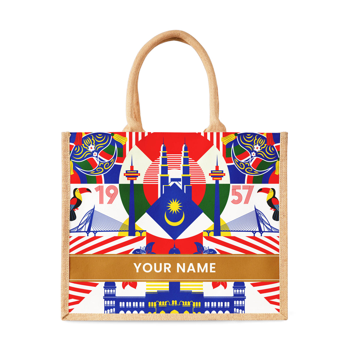 Merdeka Geometric - Jute Tote Bag