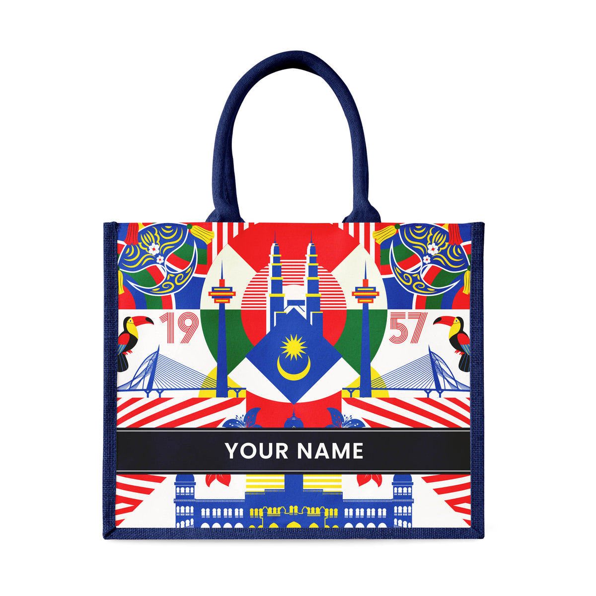 Merdeka Geometric - Jute Tote Bag