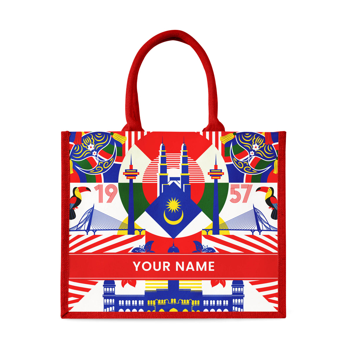 Merdeka Geometric - Jute Tote Bag