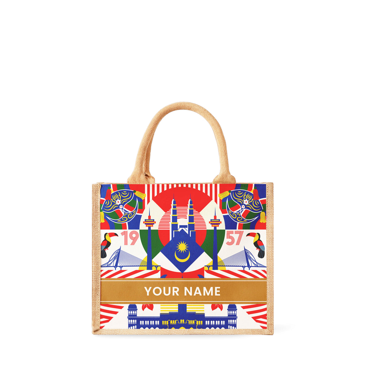 Merdeka Geometric - Jute Tote Bag