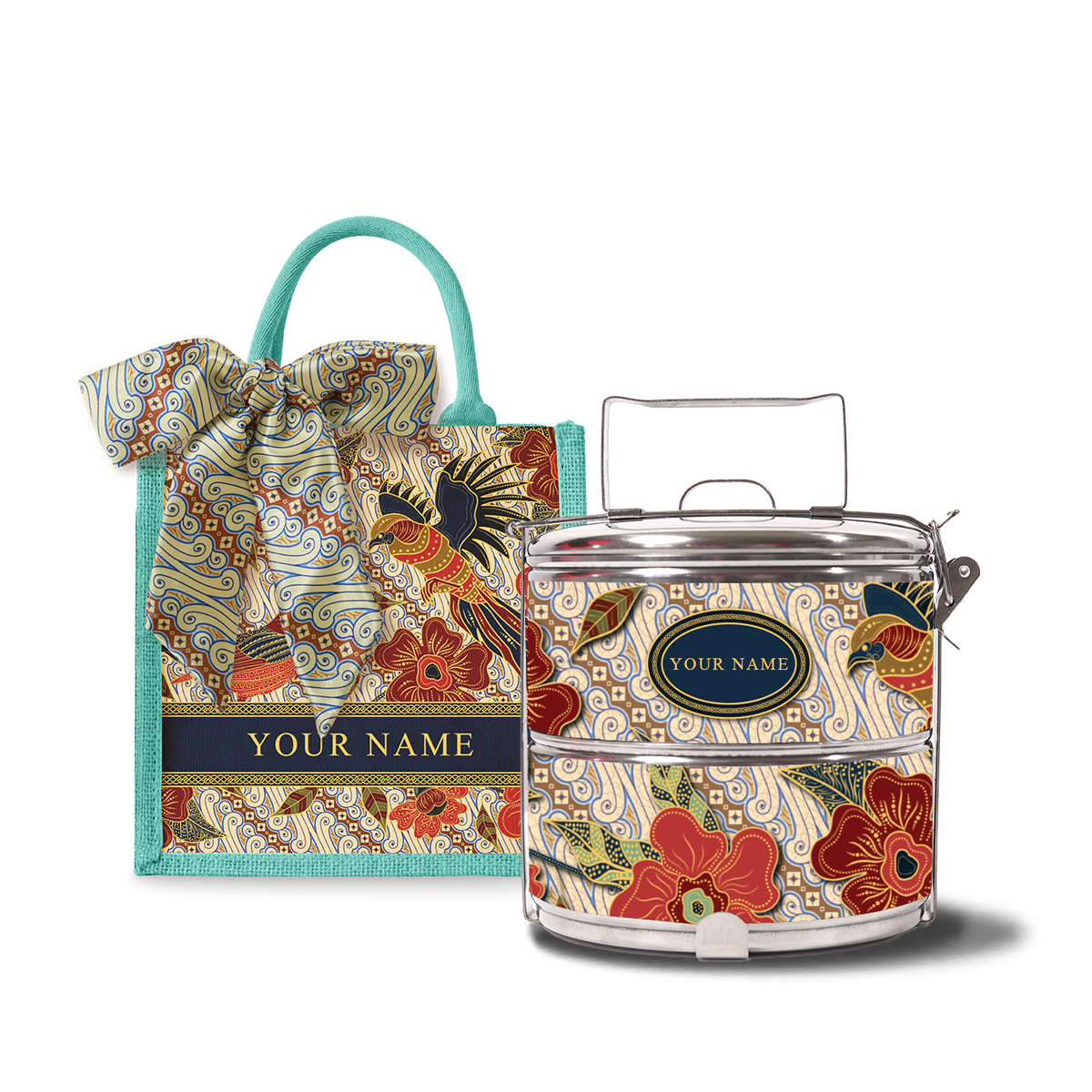 Gusti Dewi Series – Lunch Tote Bag with Two-Tier Tiffin Carrier