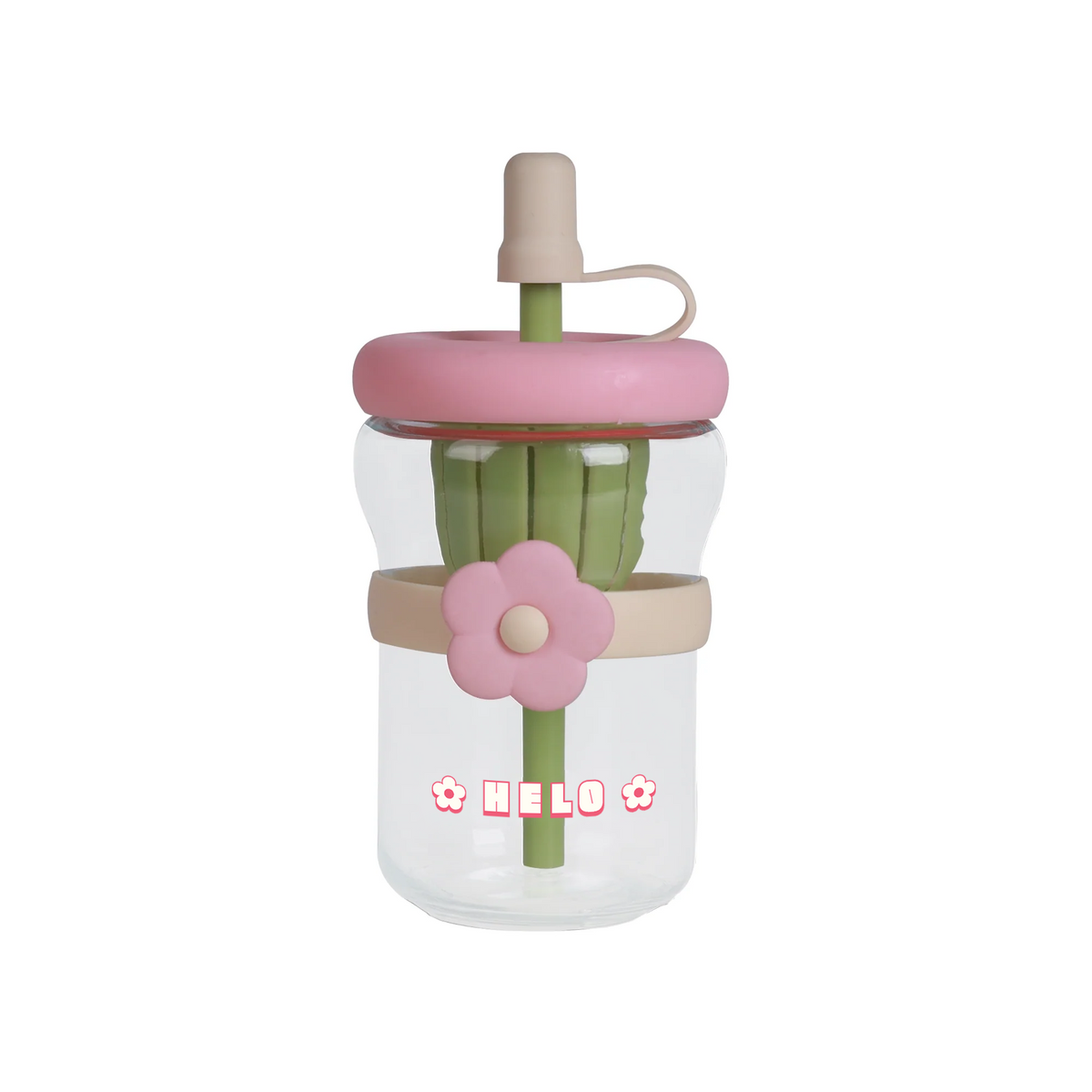 Pink Flower Glass Tumbler