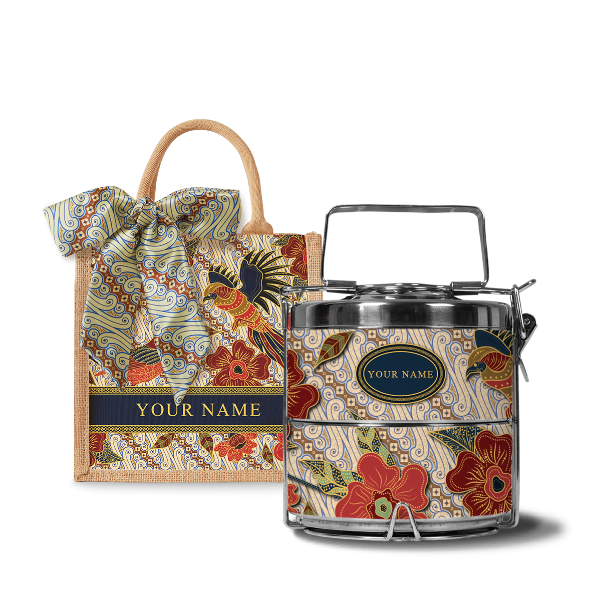 Gusti Dewi Series – Lunch Tote Bag with Two-Tier Tiffin Carrier