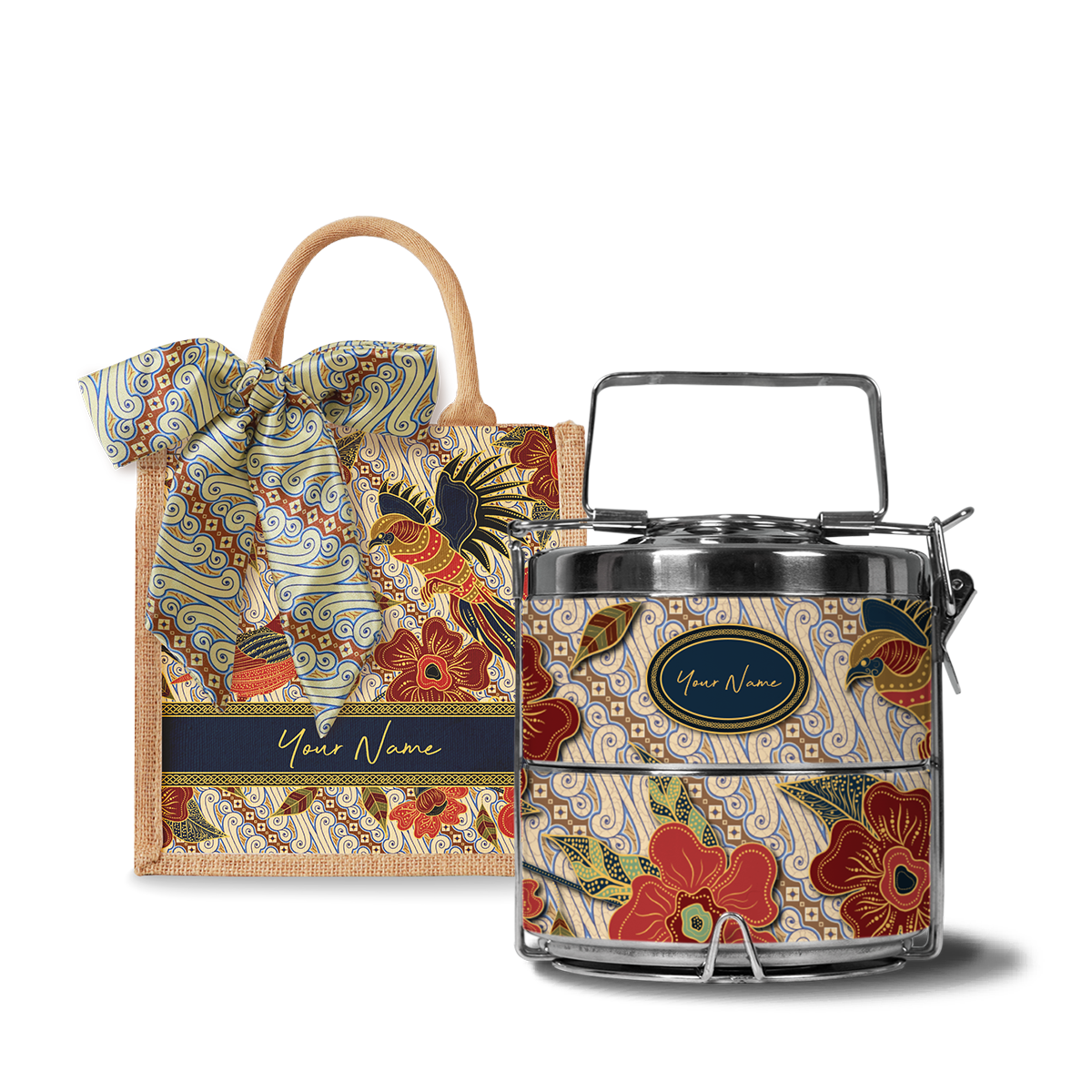 Gusti Dewi Series – Lunch Tote Bag with Two-Tier Tiffin Carrier