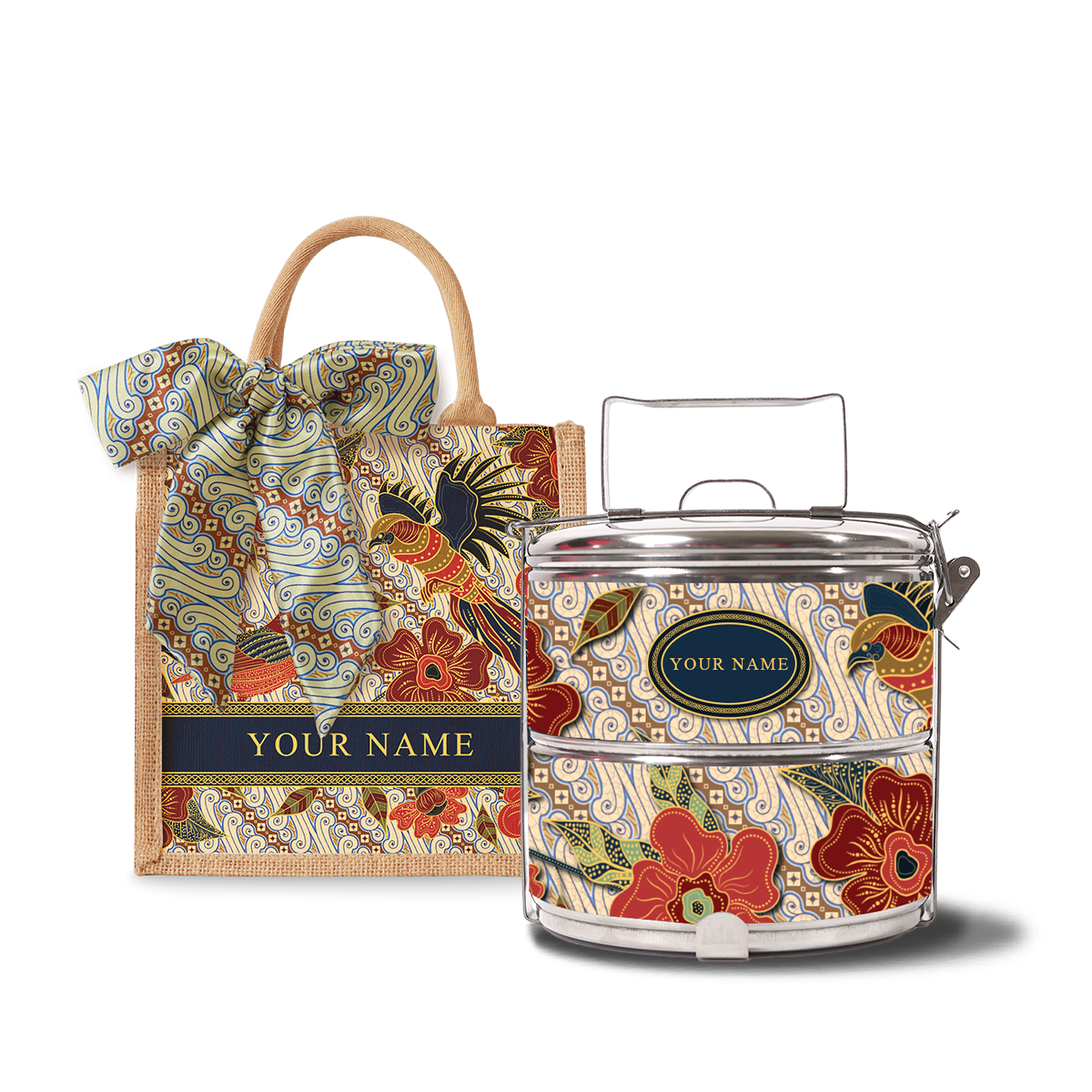 Gusti Dewi Series – Lunch Tote Bag with Two-Tier Tiffin Carrier