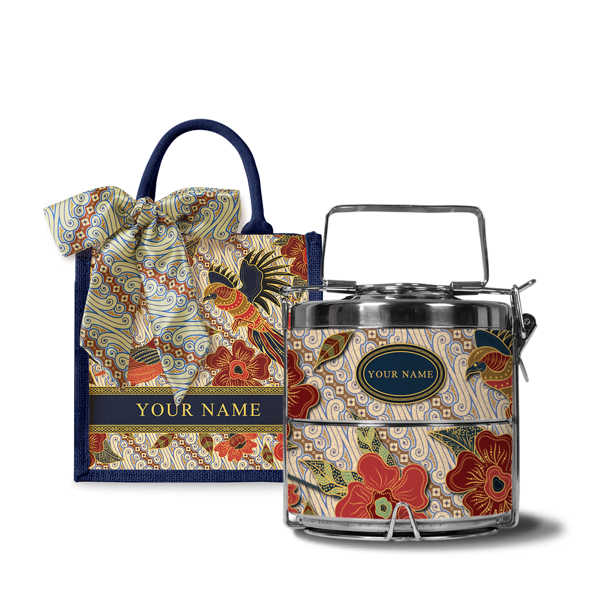 Gusti Dewi Series – Lunch Tote Bag with Two-Tier Tiffin Carrier