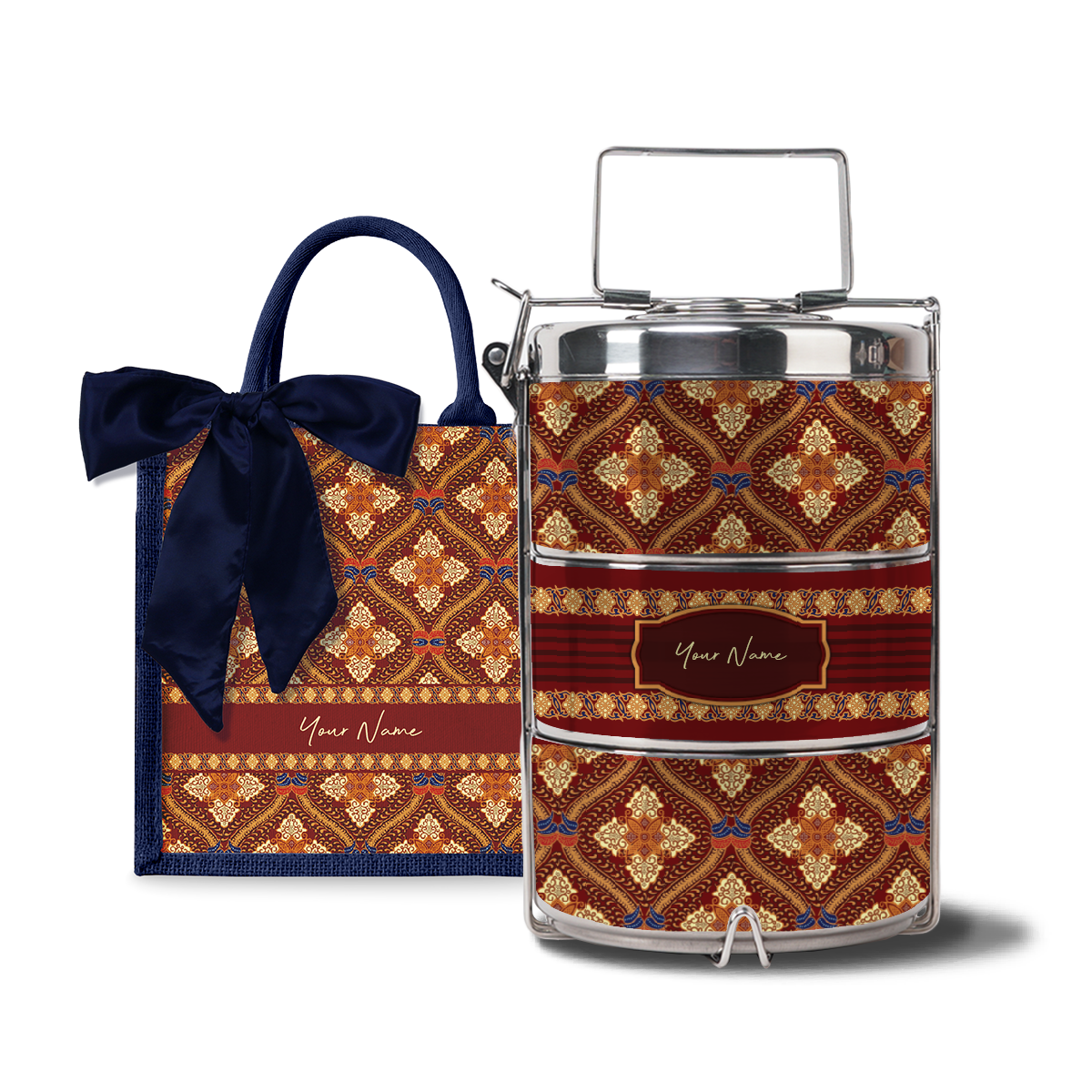 Kencono Series – Lunch Tote Bag with Three-Tier Tiffin Carrier