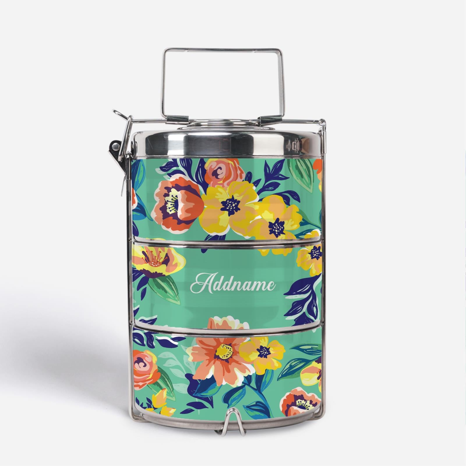 Deborah Series - Teal - Three-Tier Tiffin Carrier