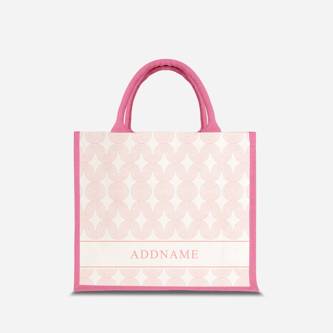 Moire Series Half Lining Small Jute Bag - Pink