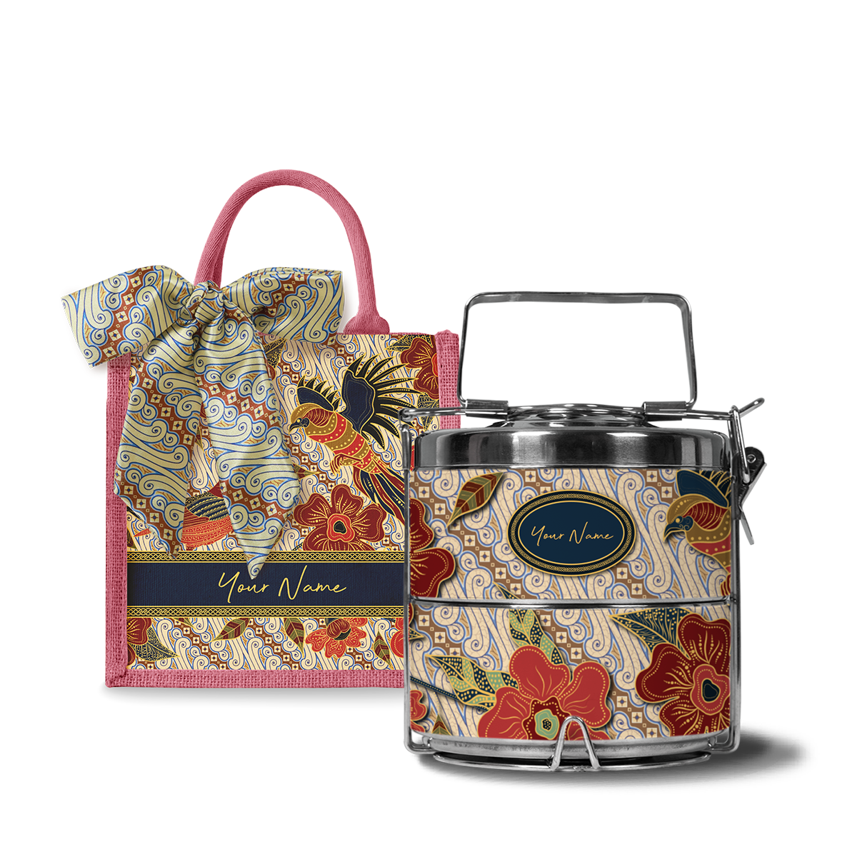 Gusti Dewi Series – Lunch Tote Bag with Two-Tier Tiffin Carrier