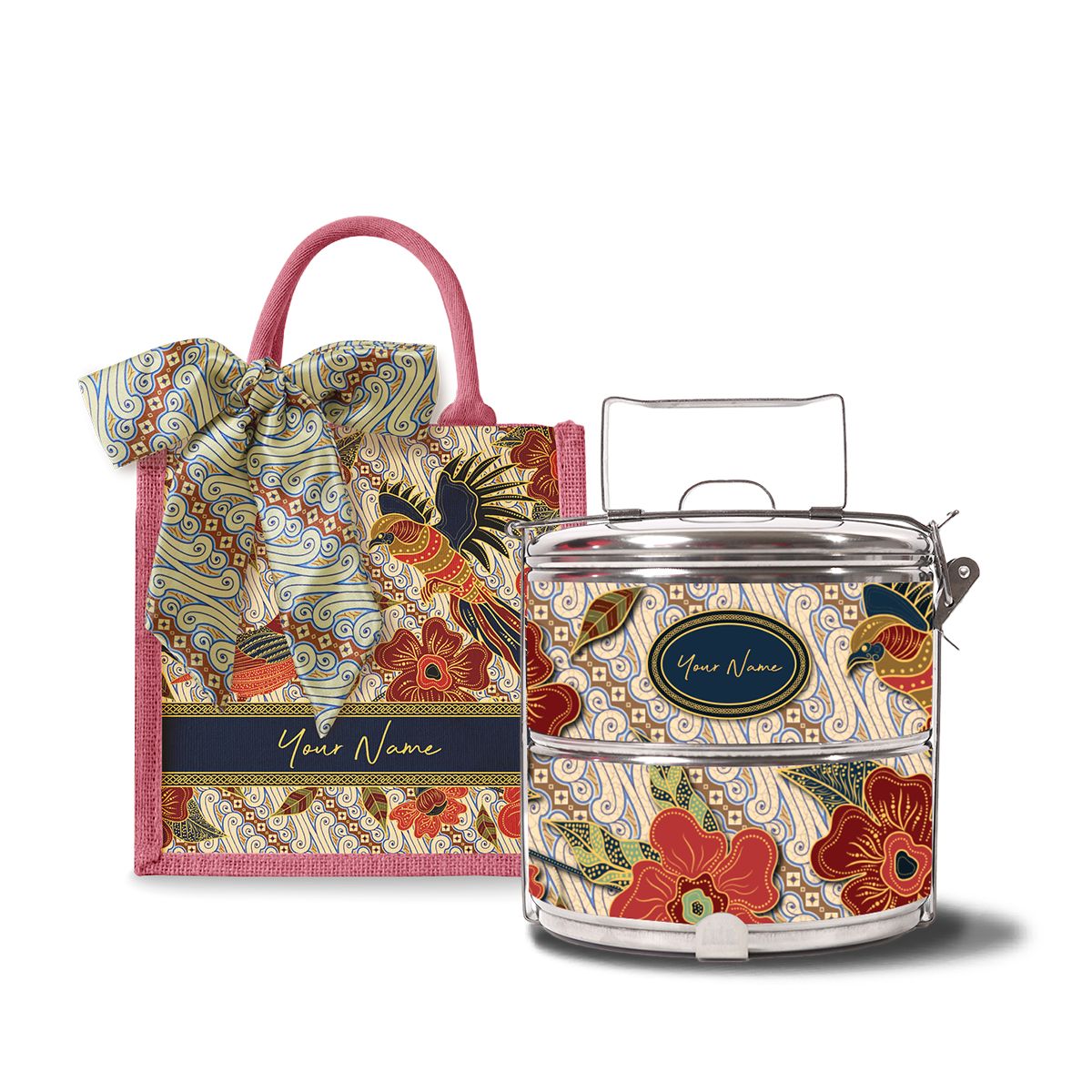 Gusti Dewi Series – Lunch Tote Bag with Two-Tier Tiffin Carrier