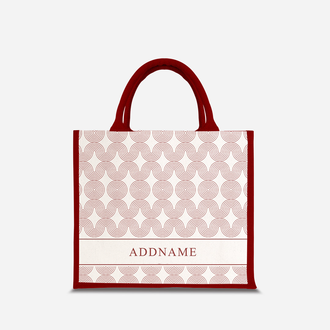 Moire Series Half Lining Small Jute Bag - Red