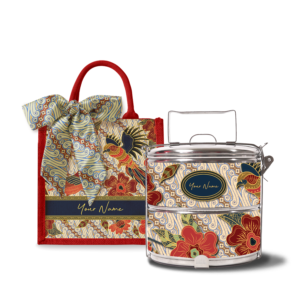 Gusti Dewi Series – Lunch Tote Bag with Two-Tier Tiffin Carrier
