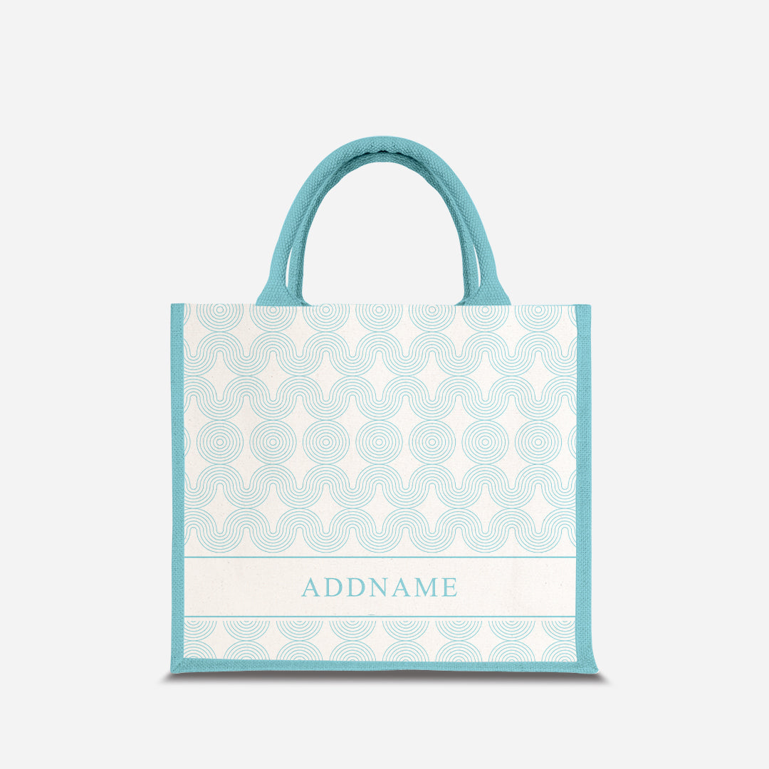 Moire Series Half Lining Small Jute Bag - Sky Blue