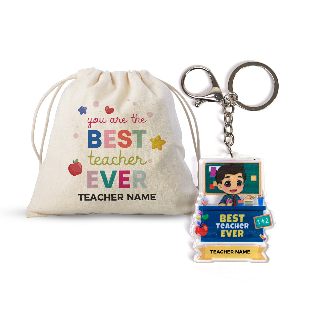 Teacher Chibi 1 Acrylic Keychain and Satchel Bundle