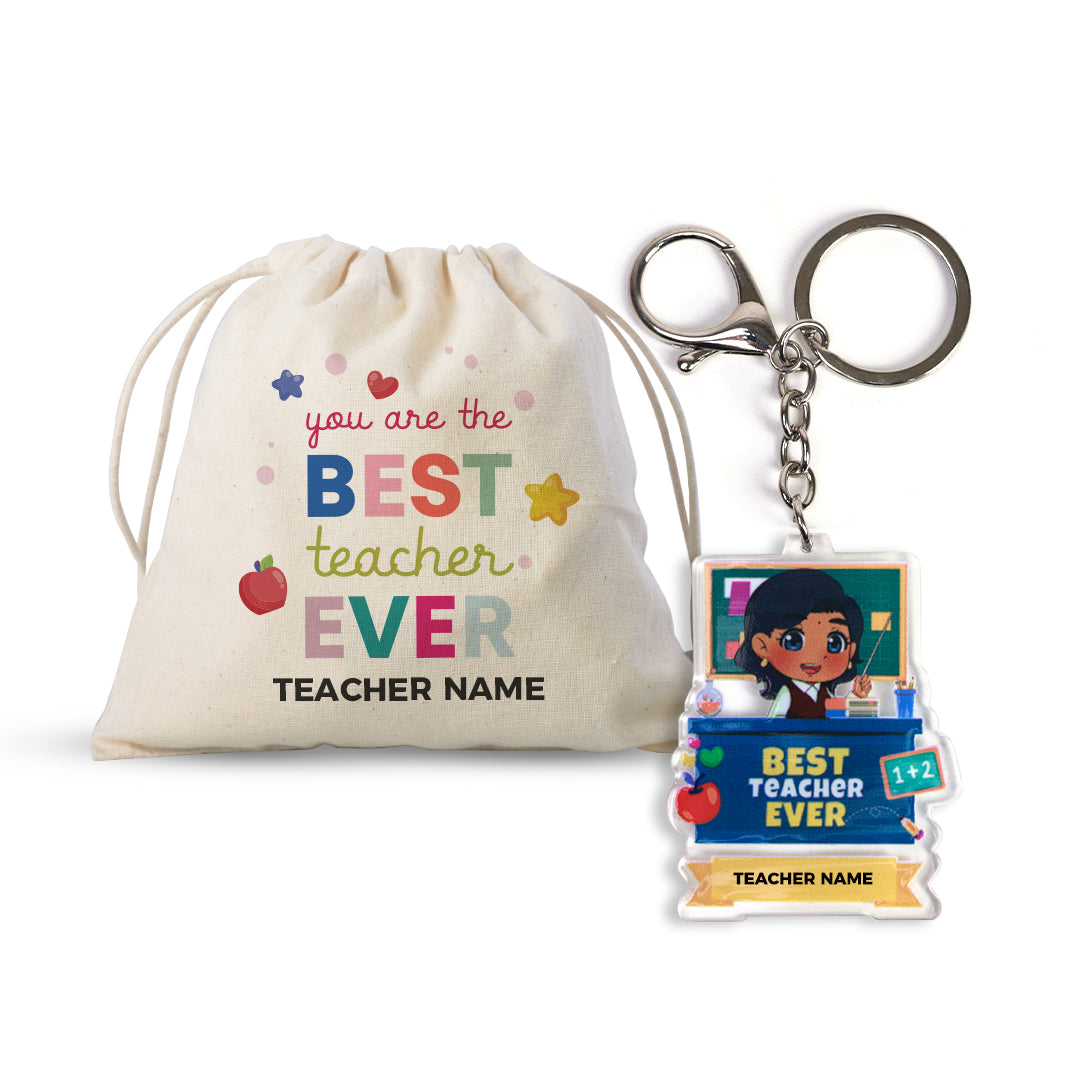 Teacher Chibi 2 Acrylic Keychain and Satchel Bundle