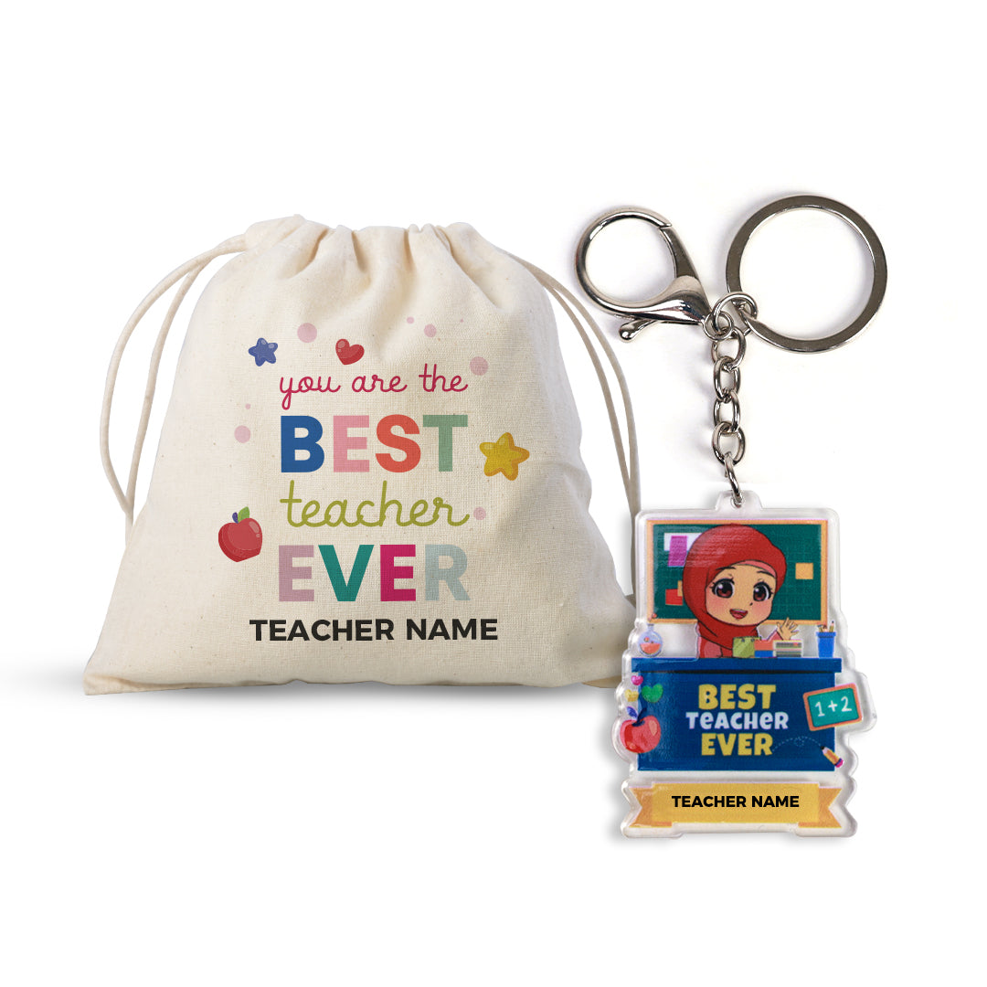 Teacher Chibi 5 Acrylic Keychain and Satchel Bundle