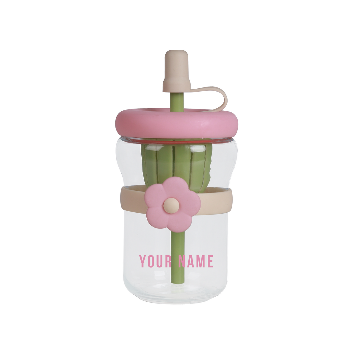 Pink Flower Glass Tumbler