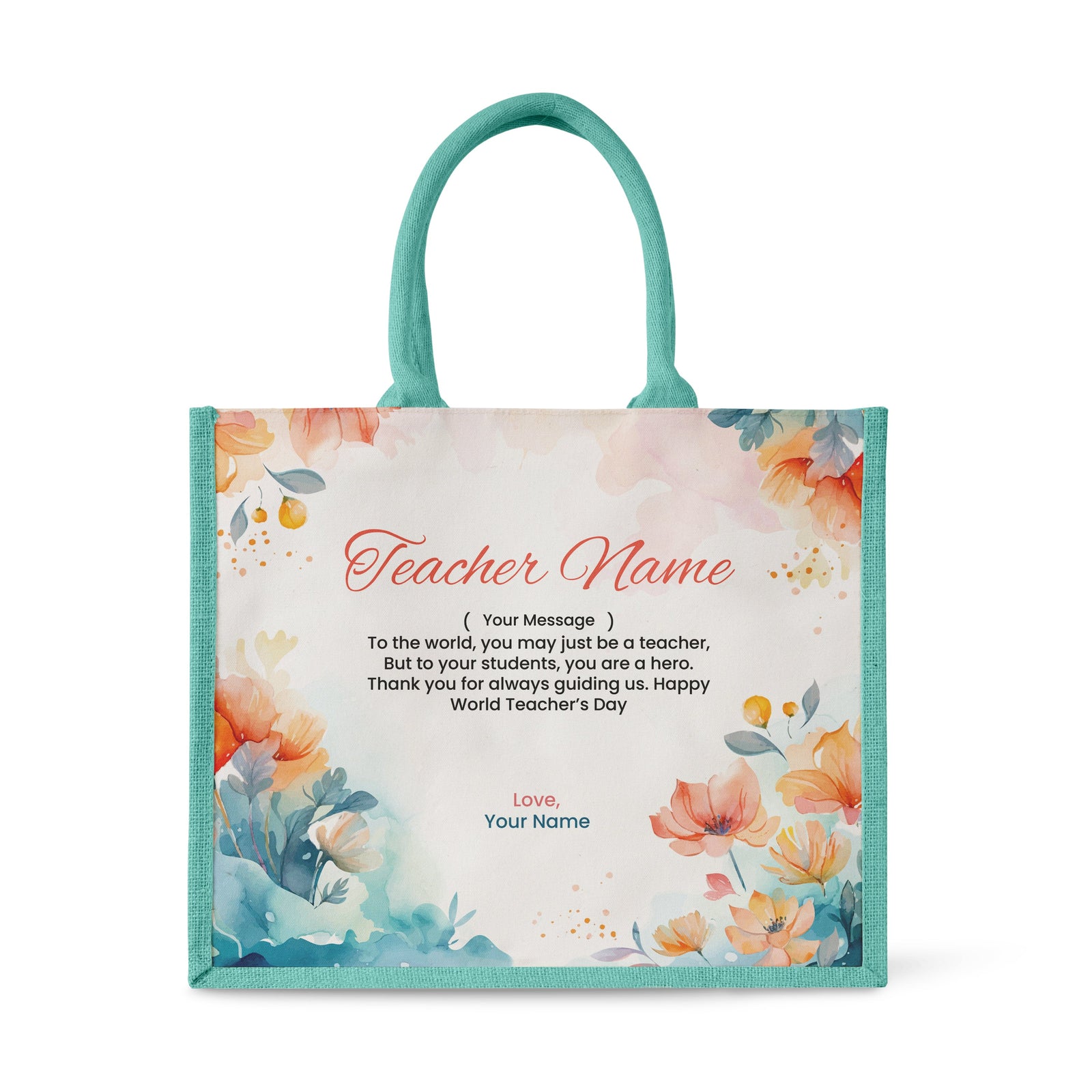 Watercolour Flower Series 1 - Jute Tote Bag