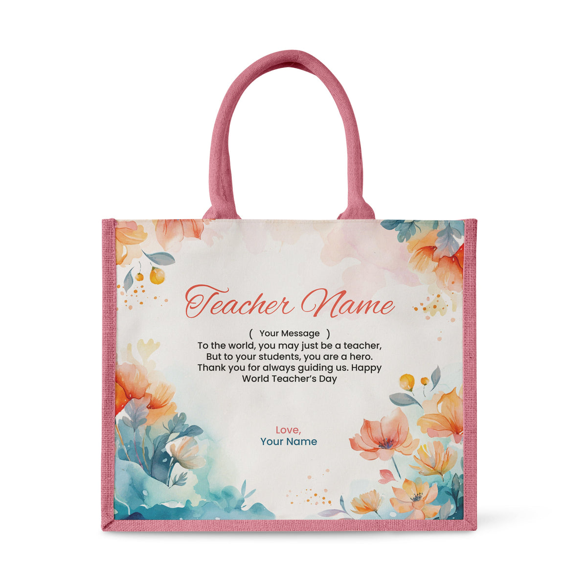 Watercolour Flower Series 1 - Jute Tote Bag