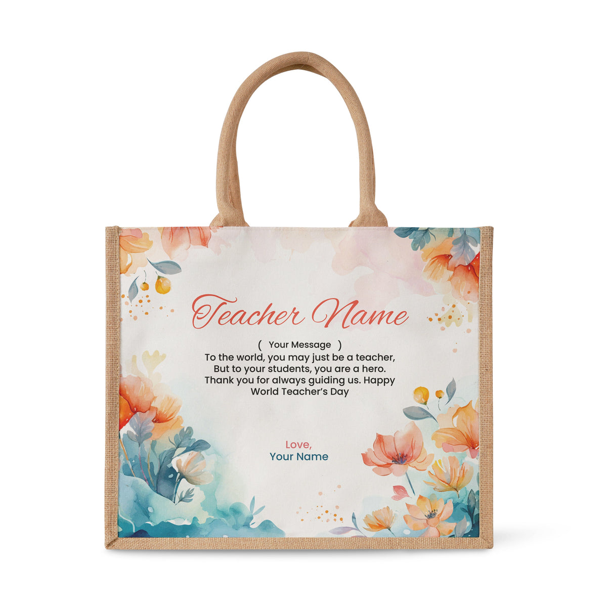 Watercolour Flower Series 1 - Jute Tote Bag