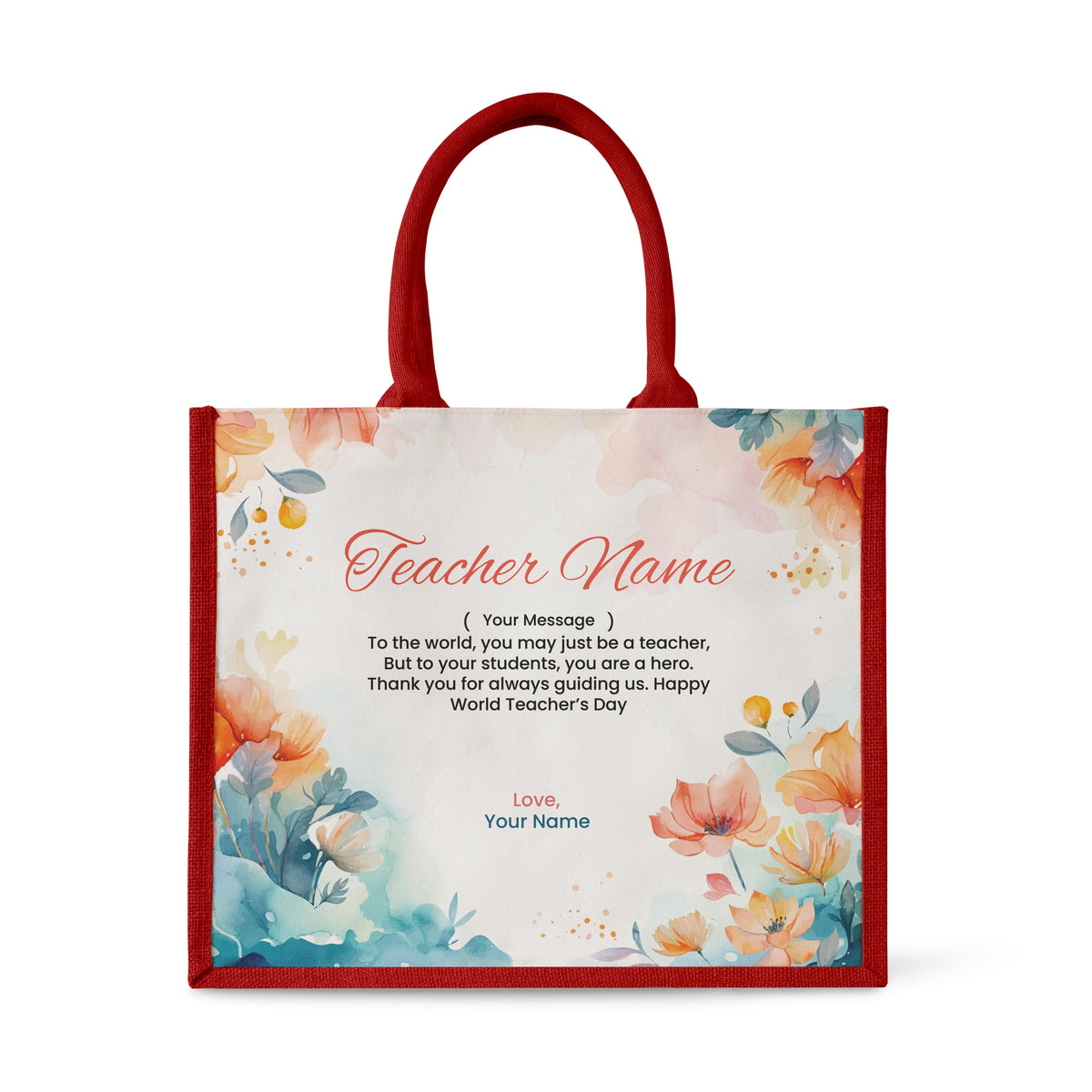 Watercolour Flower Series 1 - Jute Tote Bag