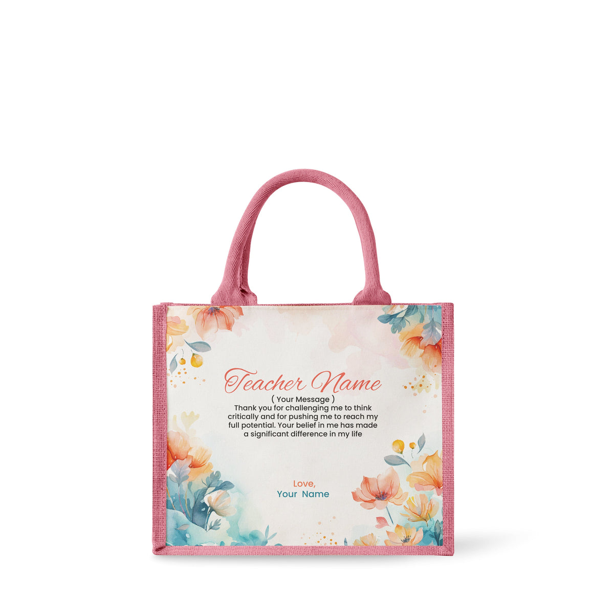 Watercolour Flower Series 1 - Jute Tote Bag