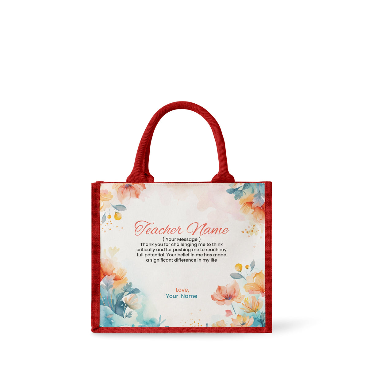 Watercolour Flower Series 1 - Jute Tote Bag