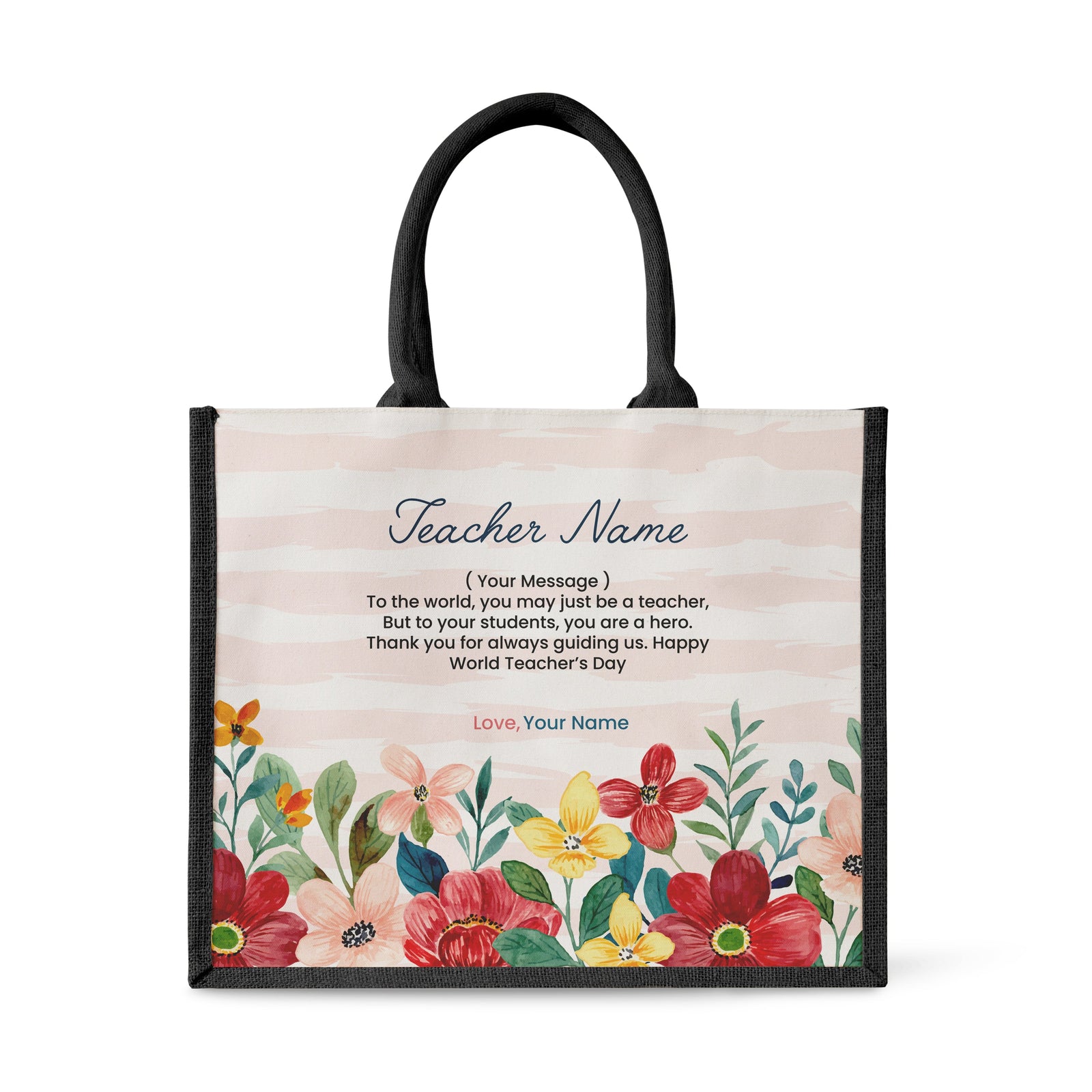Watercolour Flower Series 2 - Jute Tote Bag