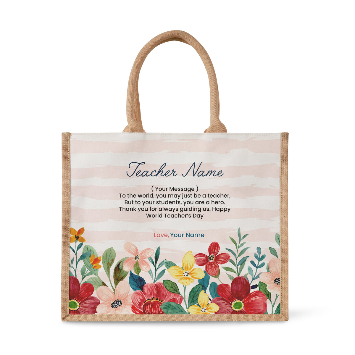 Watercolour Flower Series 2 - Jute Tote Bag