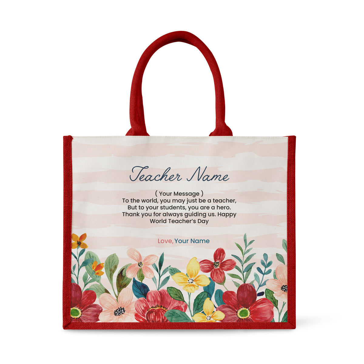 Watercolour Flower Series 2 - Jute Tote Bag