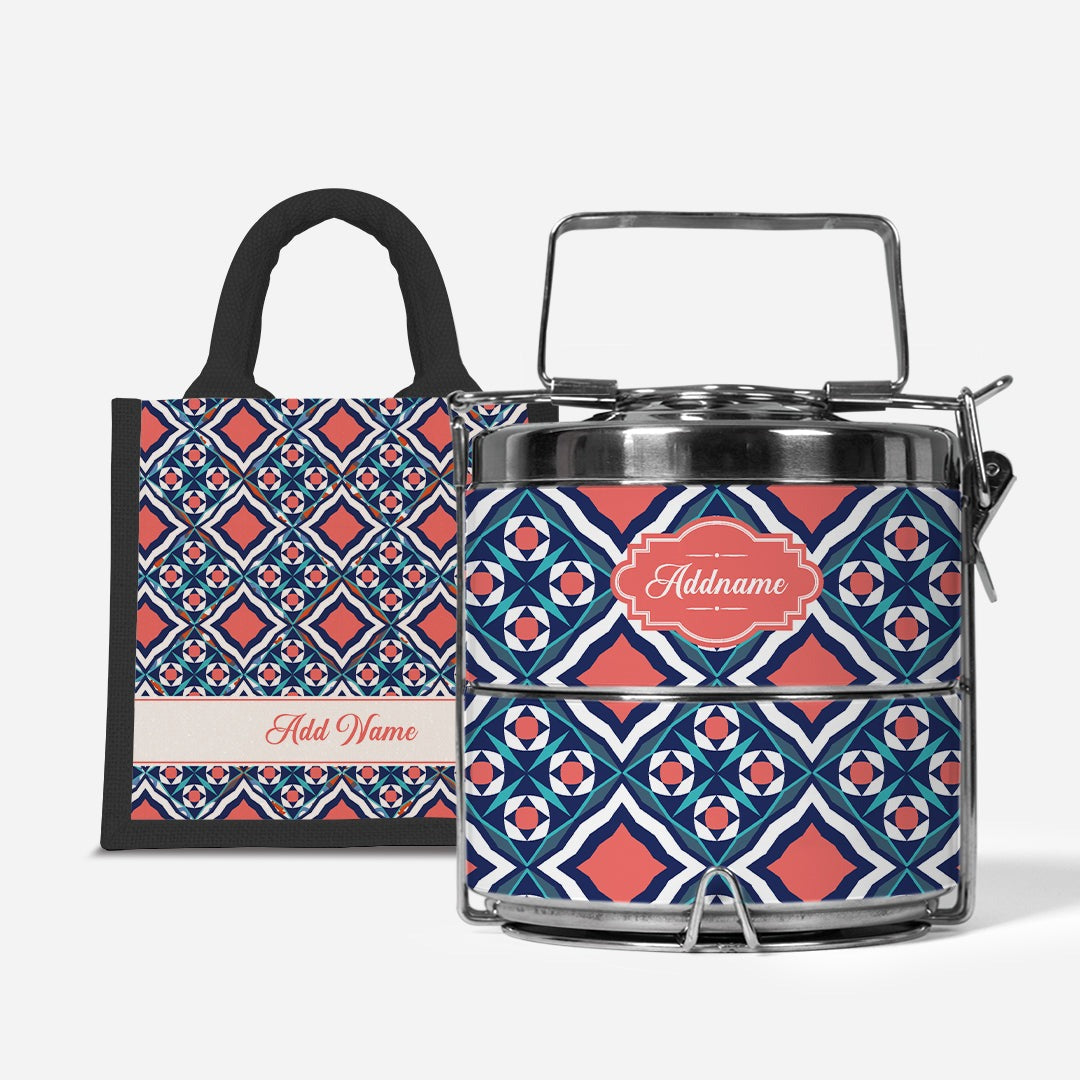 Moroccan Series - Chihab  - Lunch Tote Bag with Two-Tier Tiffin Carrier